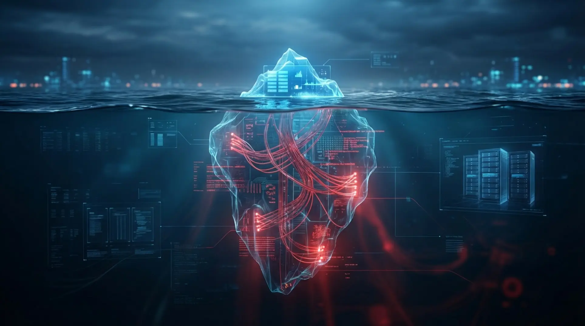 Conceptual digital iceberg illustration revealing the hidden cost of a slow website for business