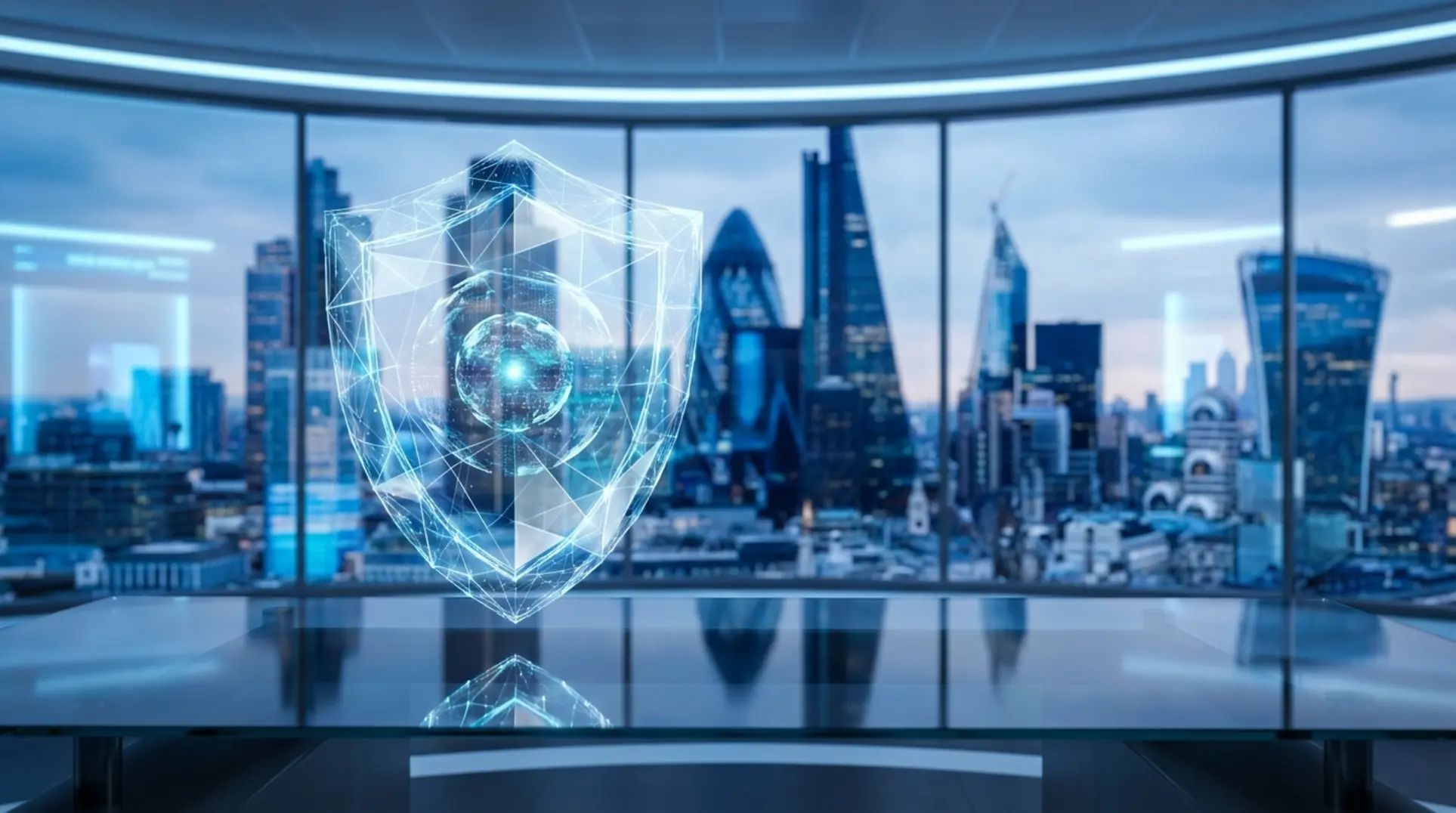 Abstract digital shield illustrating static website gdpr security compliance.