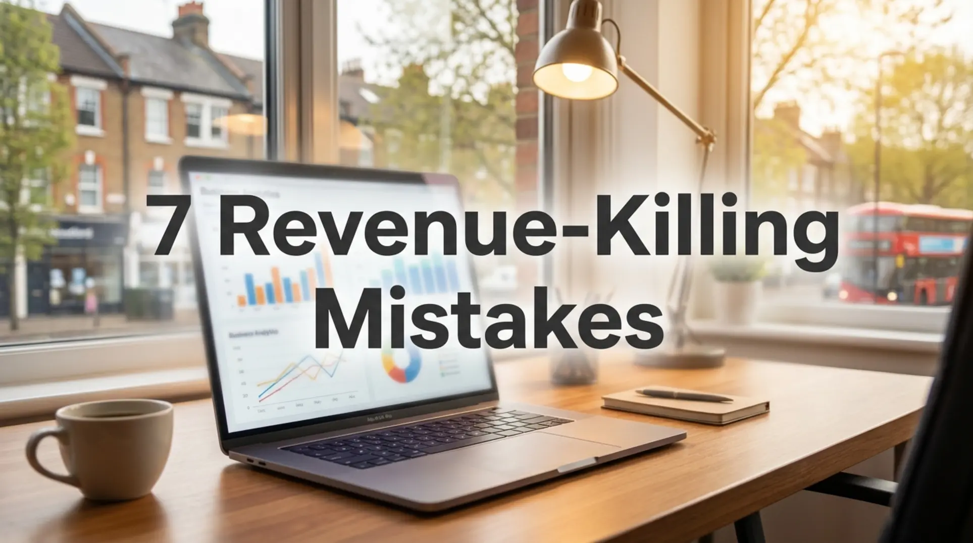 Modern office workspace laptop displaying analytics for Web Designer Woodford revenue tips