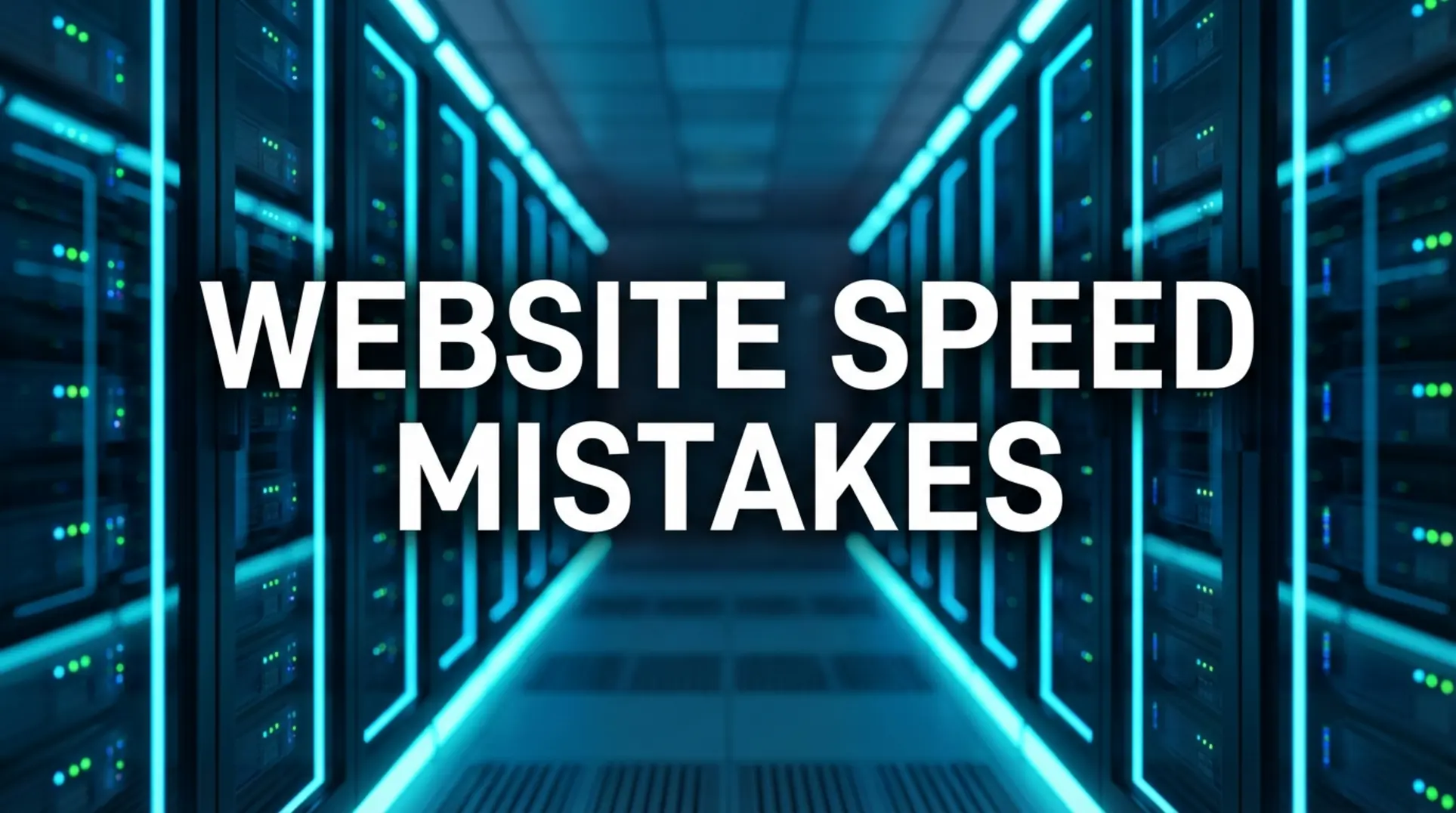 Modern server room illustrating common website speed optimization mistakes and technical performance.