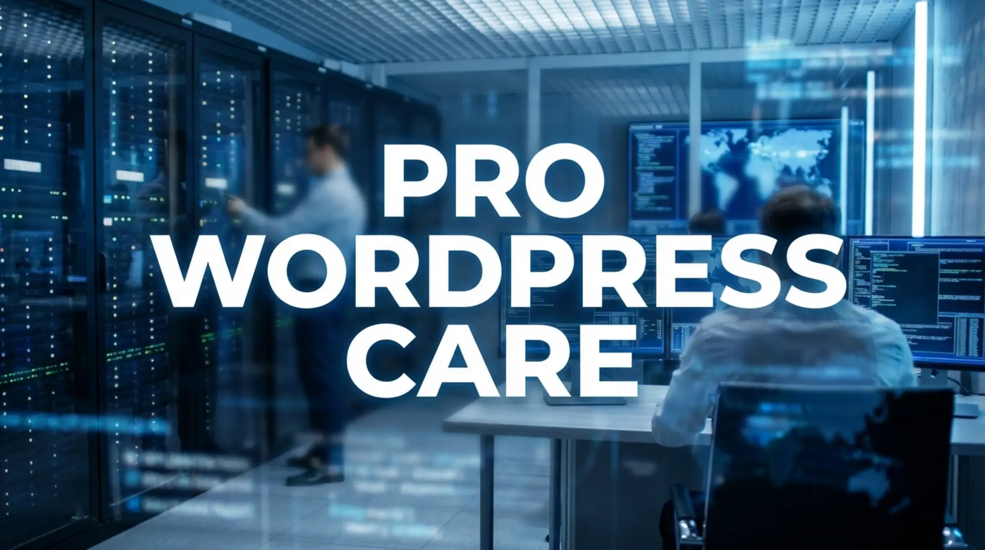 セキュリティ状況と速度指標を示すプロフェッショナルなWordPressメンテナンスダッシュボード。